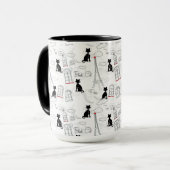 ブラックオンホワイトパリキャッツコーヒーマグ マグカップ (正面左)