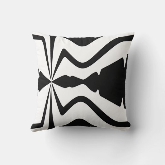 ブラックオンホワイトラージサウンドウェーブモザイクデザイン クッション (裏面)