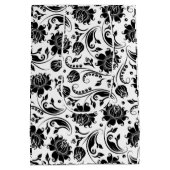 ブラックオンホワイトヴィンテージフローラマスク ミディアムペーパーバッグ (裏面)