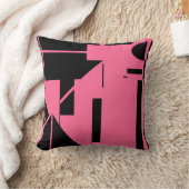 ブラックオンリッチピンクヒト様スティックフィギュアデザイン クッション (ブランケット)