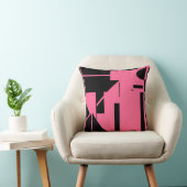 ブラックオンリッチピンクヒト様スティックフィギュアデザイン クッション (椅子)