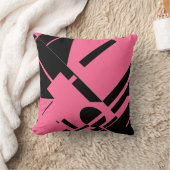 ブラックオンリッチピンク対角線はっきりしたMCMルック抽象芸術 クッション (ブランケット)