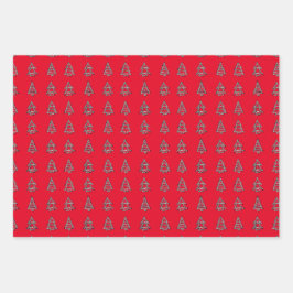 ブラックオンレッドツリーラッピング紙 ラッピングペーパーシート