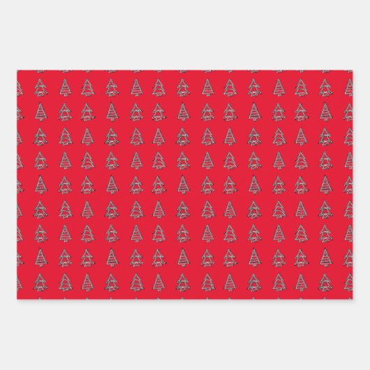 ブラックオンレッドツリーラッピング紙 ラッピングペーパーシート (正面)