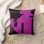 ブラックオン暗い赤紫色人間的なスティック図MCMルック クッション (ブランケット)