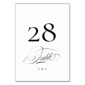 ブラックオン白エレガント書結婚道 テーブルナンバー (裏面)