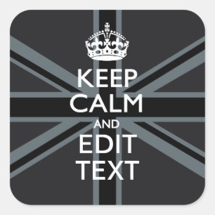 ブラックオン黒保落ち着きGet Your Text Union Jack スクエアシール