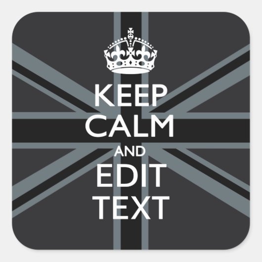 ブラックオン黒保落ち着きGet Your Text Union Jack スクエアシール (正面)