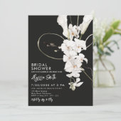 ブラックオーキッドラグジュアリーモダンエレガントブライダルシャワー 招待状 (スタンド正面)