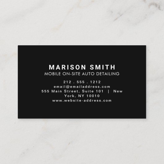 ブラックオートディテリング、自動修復ロゴブラックブシン 名刺 (裏面)