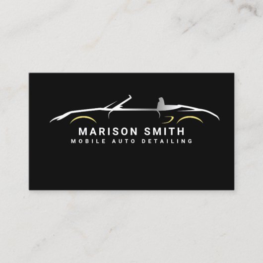 ブラックオートディテリング、自動修復ロゴブラックブシン 名刺 (正面)