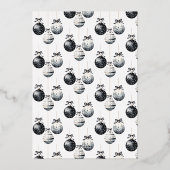 ブラックオーナメントシルバークリスマスパーティの招待状 箔シーズンカード (裏面)