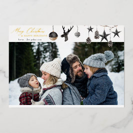 ブラックオーナメント&パラフォトメリークリスマス 箔招待状