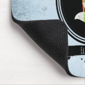 ブラックオーバルの中のクリスマスハットのかわいいキツネ マウスパッド (コーナー)