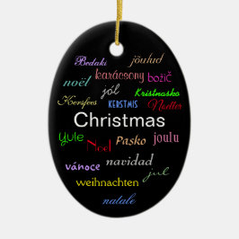 ブラックオーバルセラミックOで世界中のクリスマス セラミックオーナメント