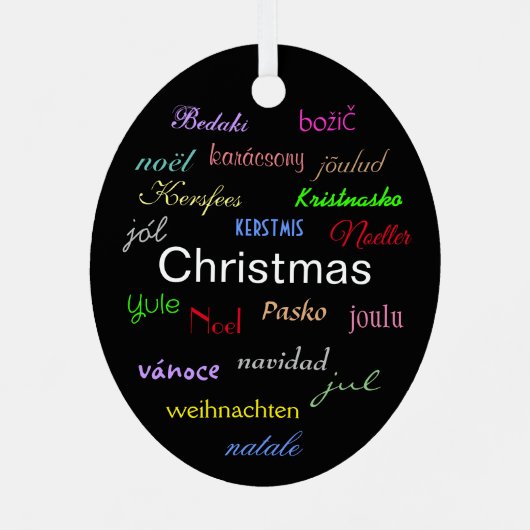 ブラックオーバルメタルコーンで世界中のクリスマス メタルオーナメント (裏面)
