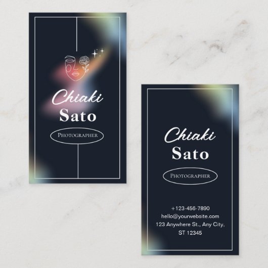 ブラックオーバーレイミニマル写真家 名刺 (正面/裏面)