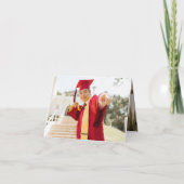 ブラックオーバーレイリボン卒業キャップモダン写真 サンキューカード (裏面)