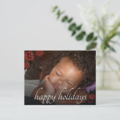 ブラックオーバーレイレッドハッピーホリデイズユアフォト ポストカード (スタンド正面)
