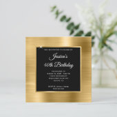 ブラックオーバーレイ付きゴールドフォイル40th誕生日 招待状 (スタンド正面)