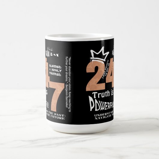 ブラックオールデイ24/7スローガングラフィック コーヒーマグカップ (中央)