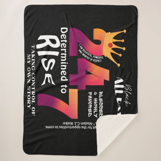 ブラックオールデイ24/7スローガングラフィック シェルパブランケット (正面)