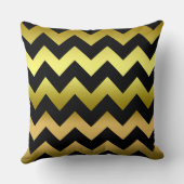ブラックオールドグラデーション金ゴールドジグザグストライプの枕 クッション (裏面)