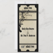 ブラックオールドハリウッドチケット結婚ズ 招待状 (裏面)