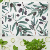 ブラックオ素朴リーブウォーターカラーイラストレーション  キッチンタオル (折り畳み)