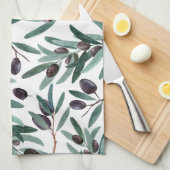 ブラックオ素朴リーブウォーターカラーイラストレーション  キッチンタオル (四つ折り)