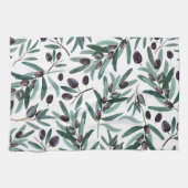 ブラックオ素朴リーブウォーターカラーイラストレーション  キッチンタオル (横)