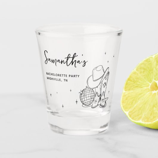 ブラックカウガールディスコウェスタン独身最後の夜 ショットグラス (正面)