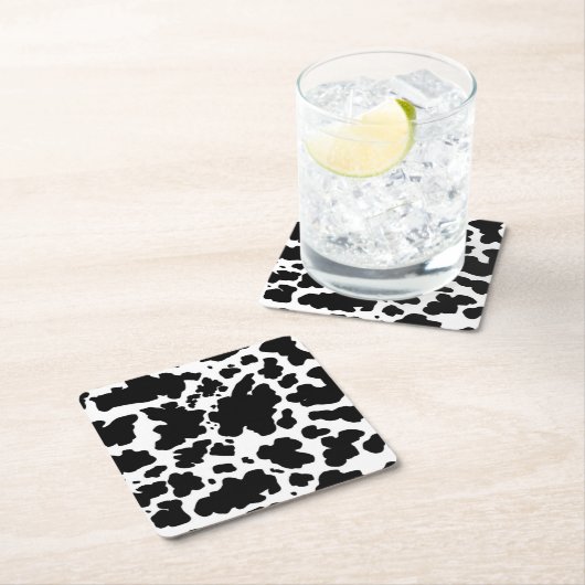 ブラックカウスポッツプリントカウボーイ農家 スクエアペーパーコースター (インサイチュ)