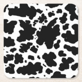 ブラックカウスポッツプリントカウボーイ農家 スクエアペーパーコースター (正面)