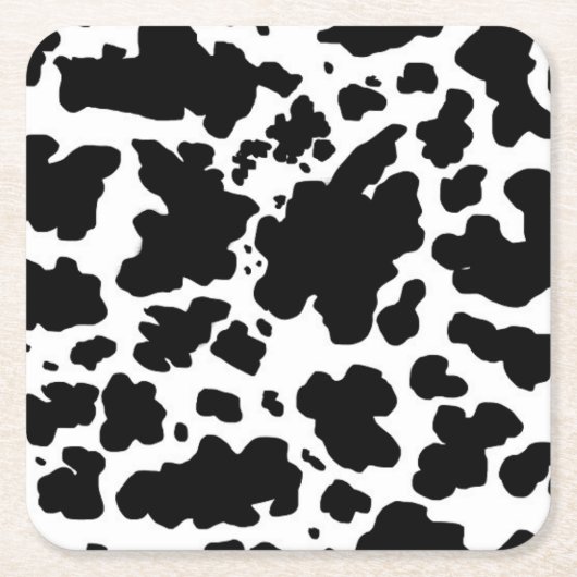 ブラックカウスポッツプリントカウボーイ農家 スクエアペーパーコースター (正面)