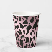 ブラックカウスポット、バラ金ゴールド&馬蹄型誕生日 紙コップ (裏面)