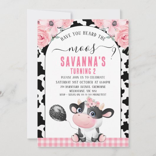 ブラックカウズプリントはMoosの誕生日を聞いた 招待状 (正面)