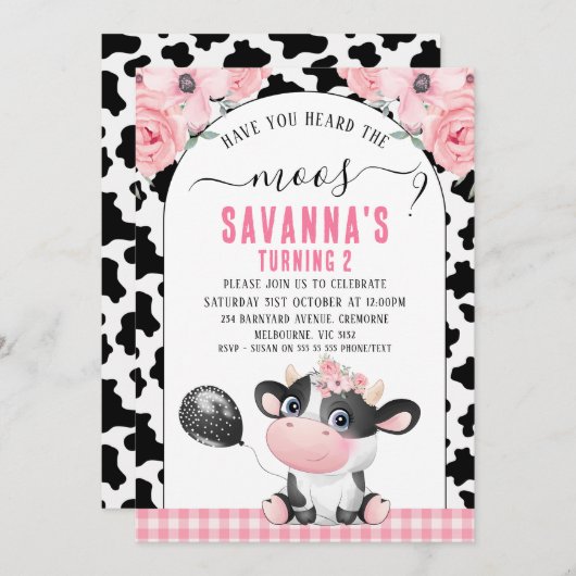 ブラックカウズプリントはMoosの誕生日を聞いた 招待状 (正面/裏面)