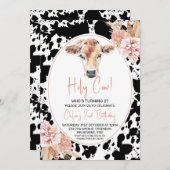 ブラックカウズプリントボホーホーホーホーホビーガールズ誕生日 招待状 (正面/裏面)