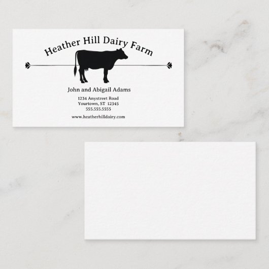 ブラックカウデイリーファーム農家ランチカントリー 名刺 (正面/裏面)