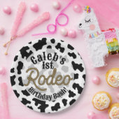 ブラックカウプリントカントリーウェスタンロデオパーティー ペーパープレート (パーティー)