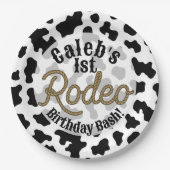 ブラックカウプリントカントリーウェスタンロデオパーティー ペーパープレート (正面)