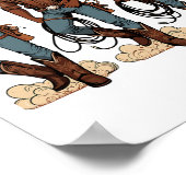 ブラックカウボーイウェスタンロデオメラニンブラックの歴史T ポスター (角)