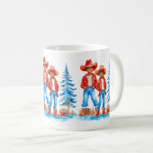 ブラックカウボーイ女性のカーボーイカップル冬クリスマスシーン コーヒーマグカップ (正面右)