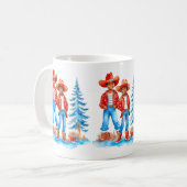 ブラックカウボーイ女性のカーボーイカップル冬クリスマスシーン コーヒーマグカップ (正面左)