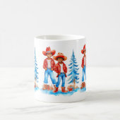 ブラックカウボーイ女性のカーボーイカップル冬クリスマスシーン コーヒーマグカップ (中央)