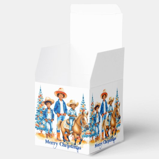 ブラックカウボーイ女性のカーボーイキッズウィズホースクリスメリーム フェイバーボックス (オープン)