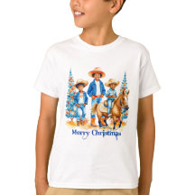 ブラックカウボーイ女性のカーボーイキッズウィズホースクリスメリーム