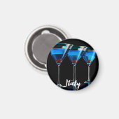 ブラックカクテルさくらんぼ付きブルーカクテル3 マグネット (正面/裏面)