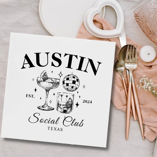 ブラックカクテル及びディスコボールバチェロレッテ スタンダードカクテルナプキン